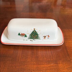 Kopin Christmas Pleasure Butter Dish Serving Entertaining Holidays